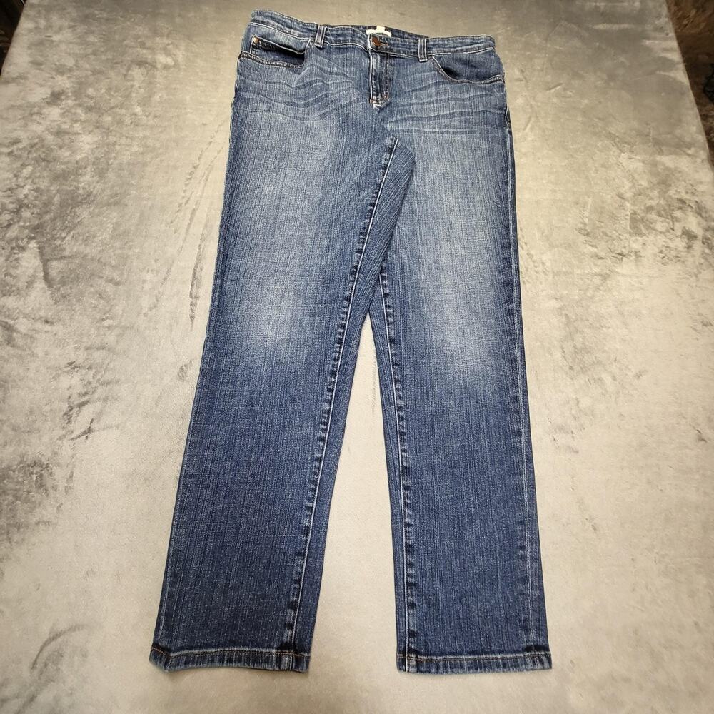 Eileen Fisher Jeans Womens 12 Blue Medium Wash Straight Regular Stretch Denim